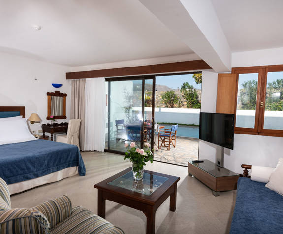 Elounda Bay Palace family suite garden view bedroom and amenities