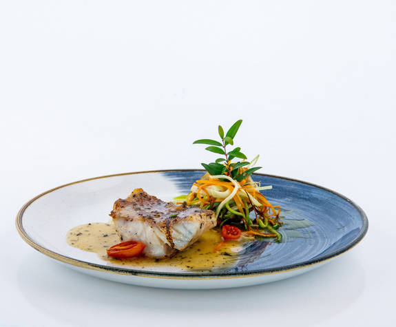 Elounda Beach Hotel Argonaut Restaurant White Grouper Fillet With Aromatic Herbs Artichokes And Vegetables Spaghetti