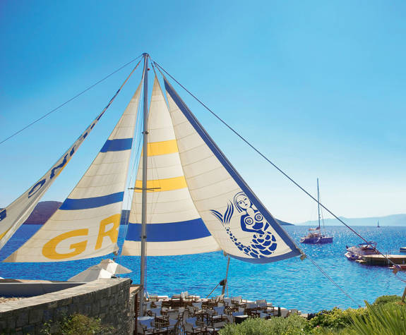 Elounda Bay Palace Sail-in Bar decoration and view