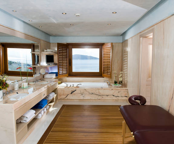 Elounda Bay Palace deluxe hotel suite sea view bathroom with massage bed