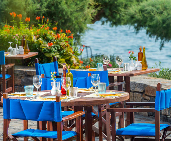 Elounda Bay Palace Ariadne Restaurant decorated tables