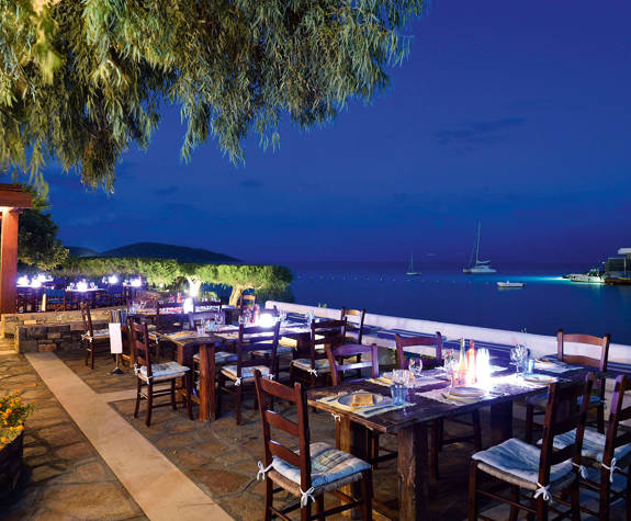 Elounda Bay Palace Ariadne Restaurant decorated at night time